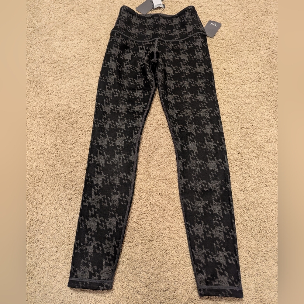 Lysse Reversible Black and Gray Houndstooth/Solid Gray Leggings
